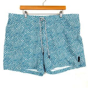 Michael Kors Board Shorts Mens XXL Blue White Pattern Drawstring